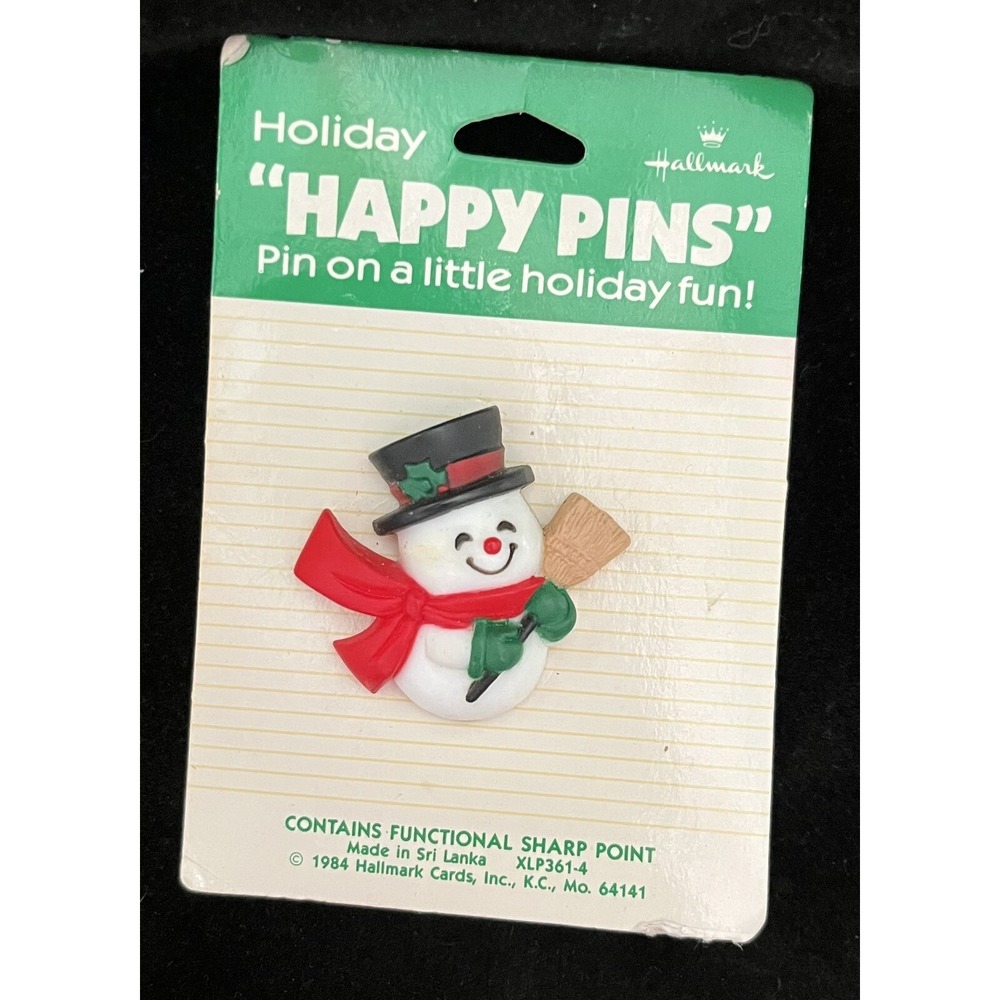 Vintage 1984 Hallmark Happy Pins Snowman Christmas Lapel Pin XLP361-4